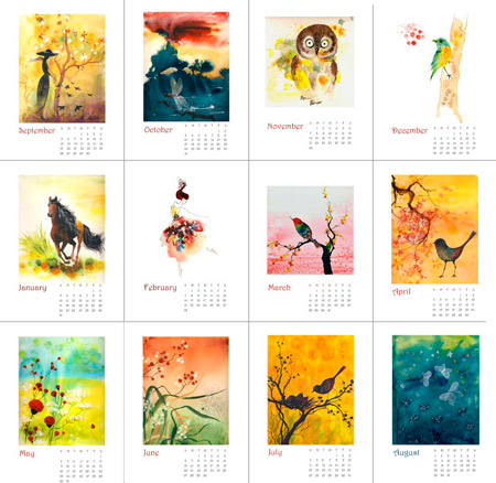 Creative Calendar Design on Ola Design S Calendar Features Reproductions Of Her Wonderful Original