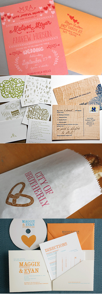 Bird & Banner Illustration Wedding Invitations