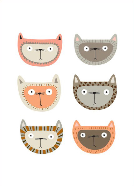 Cat Face Digital Print by Kate Larsen