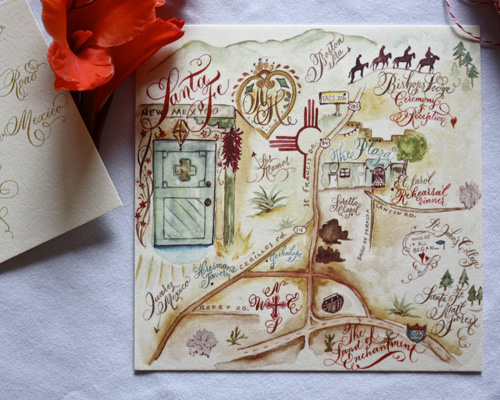 Danae Calligraphy Southwest Custom Wedding Map