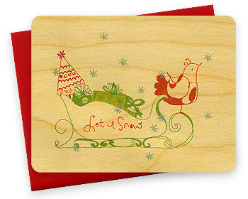 Night Owl Paper Goods Wooden Holiday Cards