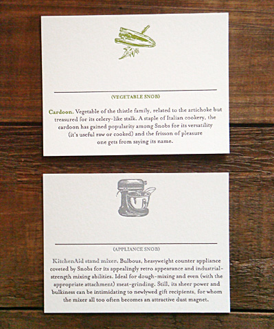 Letterpress Food Snob Place Cards