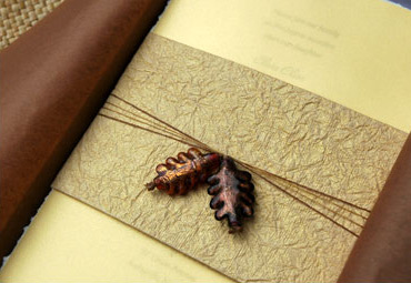 Glistening Oak Leaf Letterpress Invitation from Hana Hou Productions