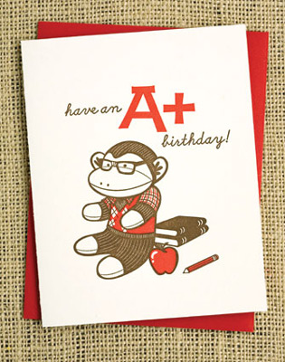 Sock Monkey Letterpress Cards