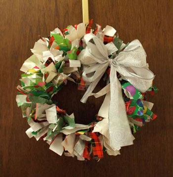 Recycled Gift Wrap Wreath