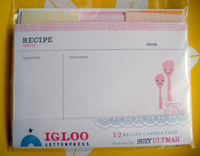 Igloo Suzy Ultman Letterpress Recipe Cards