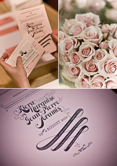 Pink and gold letterpress wedding invitation and save the date perfection 