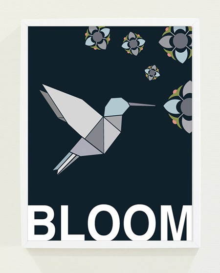 Origami Hummingbird Poster