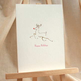 1915 Press Letterpress Reindeer Card