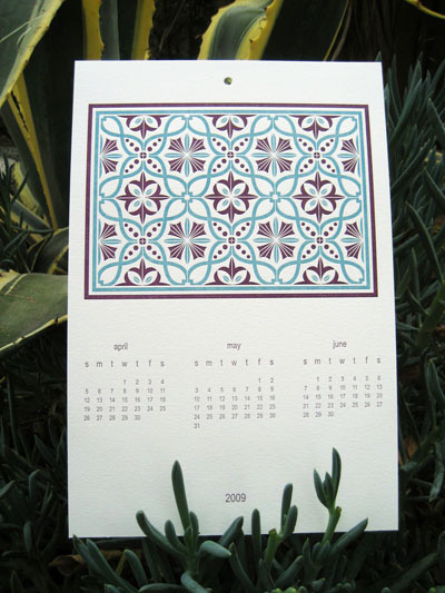 Anemone Letterpress 2009 Calendar
