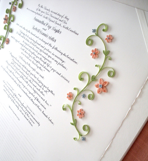 Ann Martin Quilled Marriage Certificate