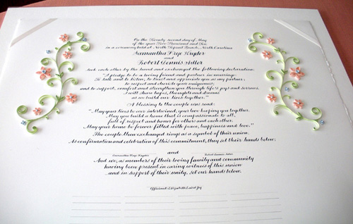 Ann Martin Quilled Marriage Certificate
