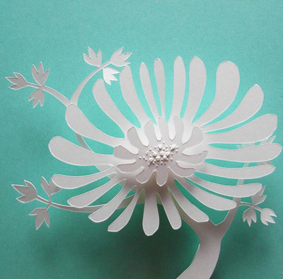 Molly Jey Paper Sculpture White Chrysanthemum