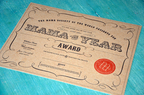 Louella Press Letterpress Mama of the Year Award