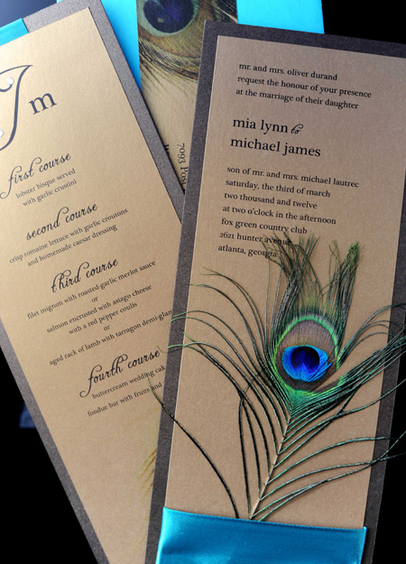 Meant to be Sent Peacock Wedding Invitations