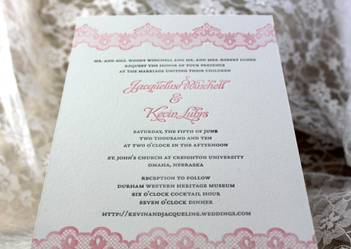 Paper Lovely Lacy Letterpress Wedding Invitations