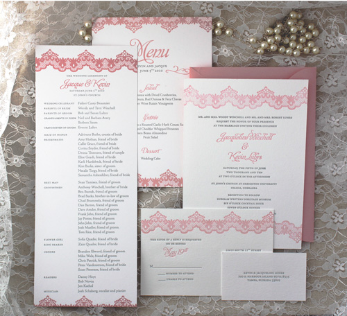 Paper Lovely Lacy Letterpress Wedding Invitations Thanks to Kim from Omaha