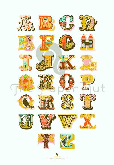 Jeanie Nelson Paper Nut Decorative Alphabet Print