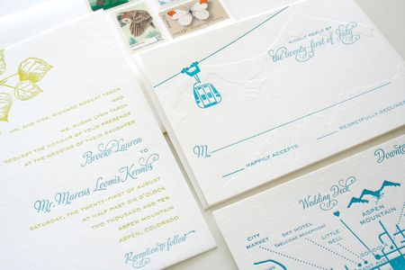 Parrott Aspen Letterpress Wedding Invites