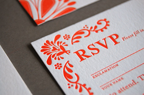 Mexican Tile Letterpress Wedding Invitations