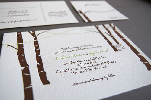 Bunny Bunting Letterpress Wedding Invitations