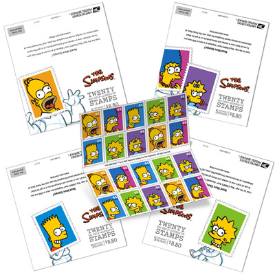 Simpsons Postage Stamps