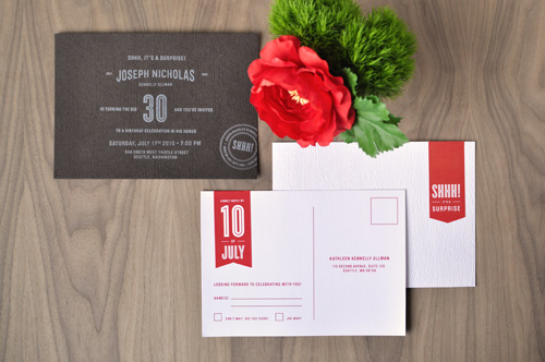 Letterpress 30th Birthday Party Invitations