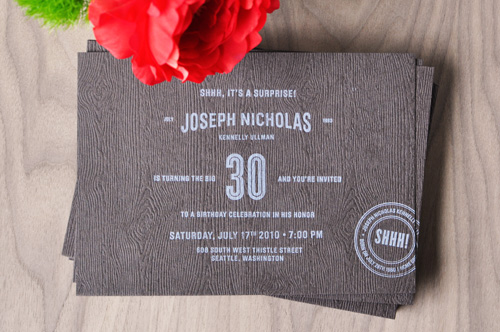 Letterpress 30th Birthday Party Invitations