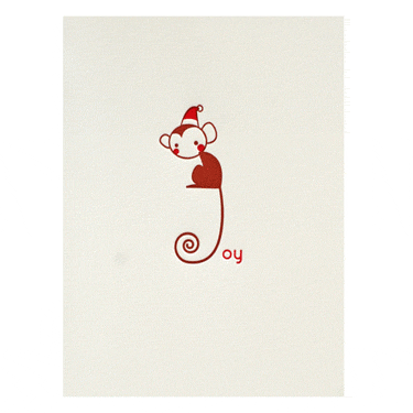 Two Piglets Letterpress Monkey Joy Card