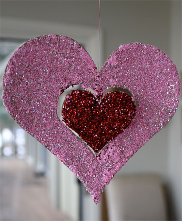 Valentine's Day Glitter Ornaments