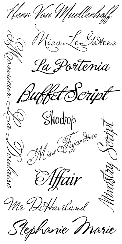 wedding invitation fonts. exposure to fonts created