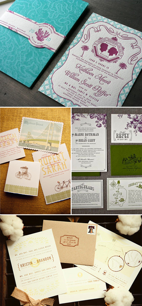 Wedding Invitations Above clockwise from top left