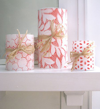 DIY Painted Lace Wrapping Paper