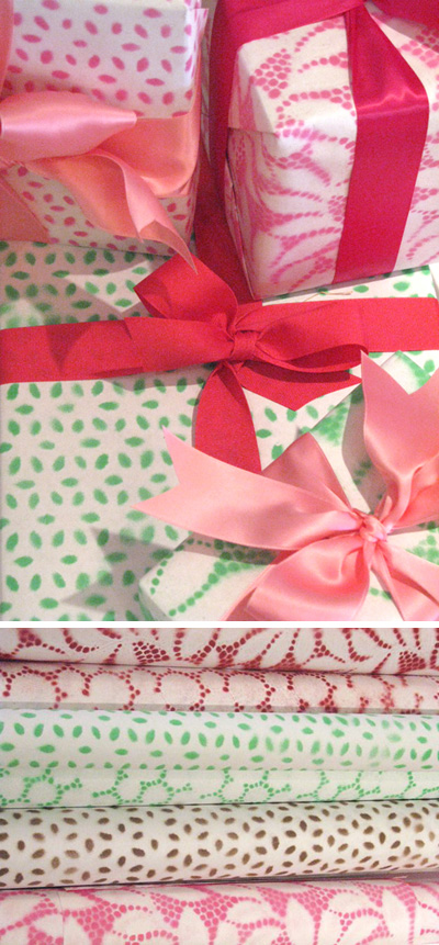 DIY Painted Lace Wrapping Paper I love making my own gift wrap from scratch